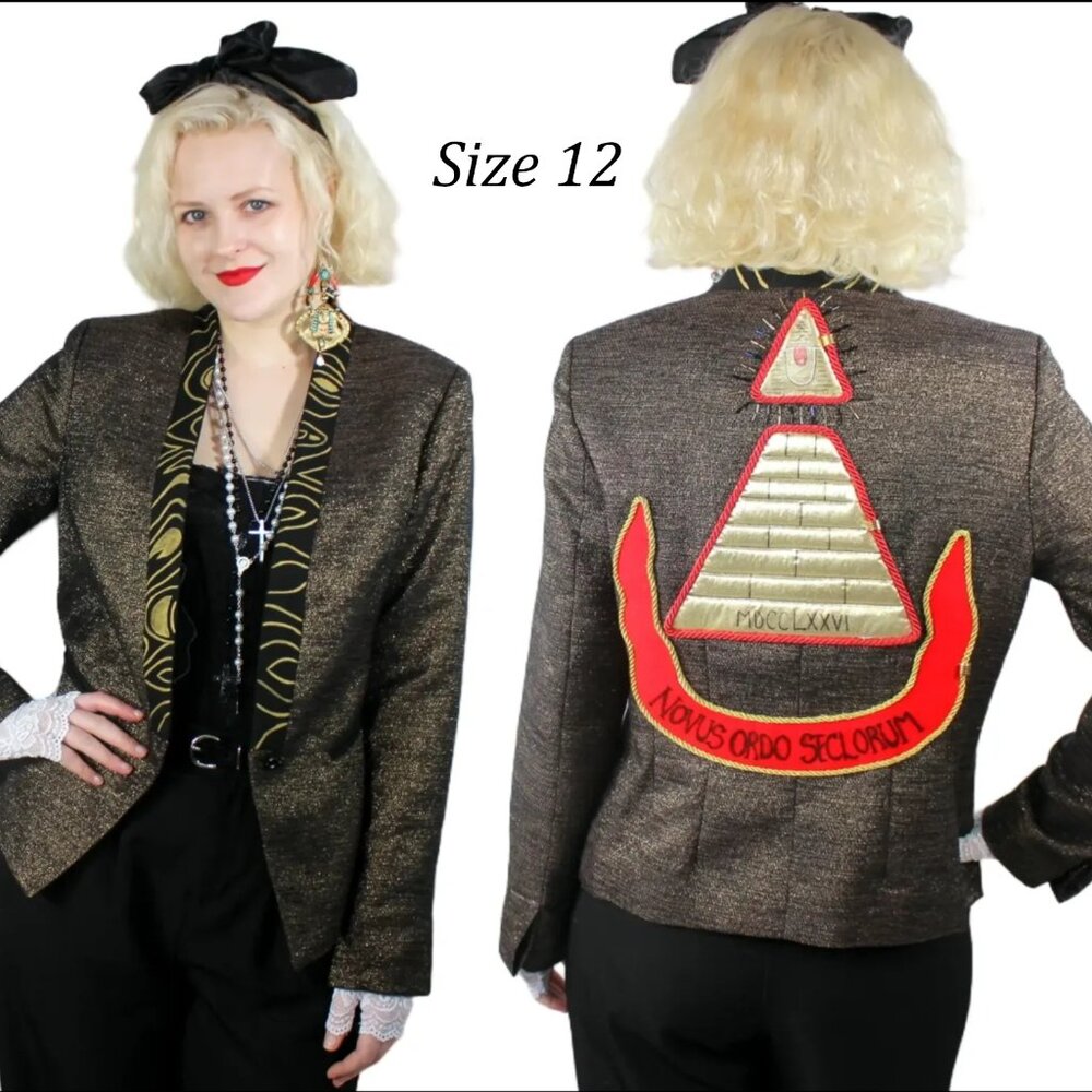 Desperately Seeking 80s Pyramid Style Size 12 Metallic Gold Susan Jacket